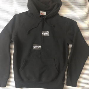 Supreme x CDG FW18 Black Split Box Logo Hoodie S